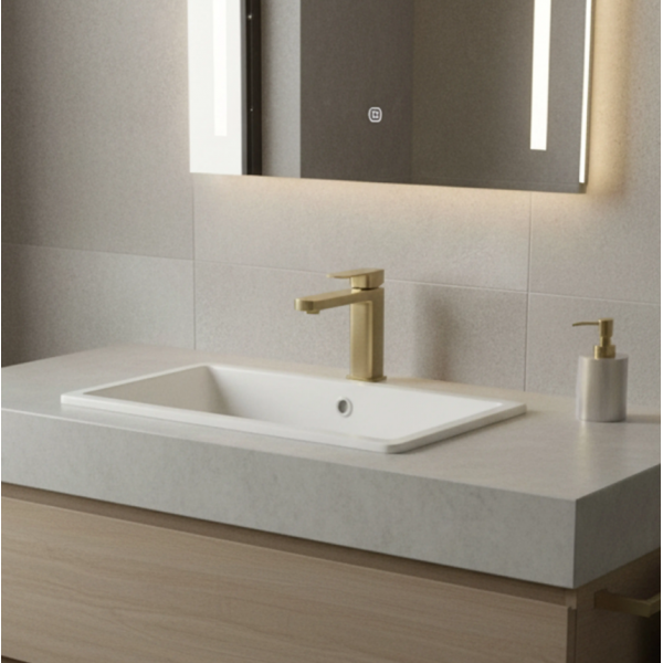 Смеситель для раковины (умывальника) REA ARLO BRUSHED GOLD низкий