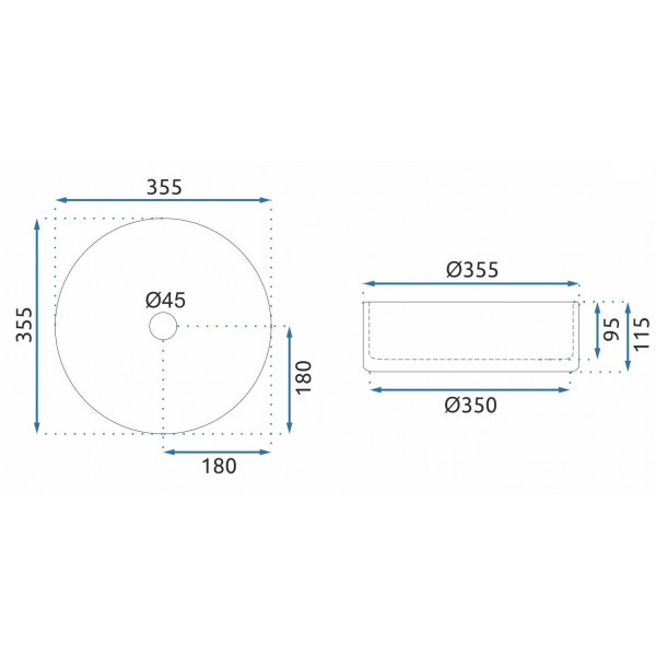 Умывальник (раковина) REA CRISTAL 35 LIGHT GREY накладной