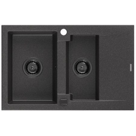 Гранітна кухонна мийка MEXEN GASPAR BLACK GRANITE + сифон BLACK