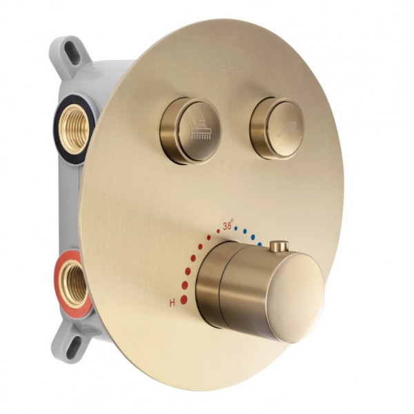 Душевая система REA LUNGO BRUSHED GOLD c термостатом + BOX скрытого монтажа