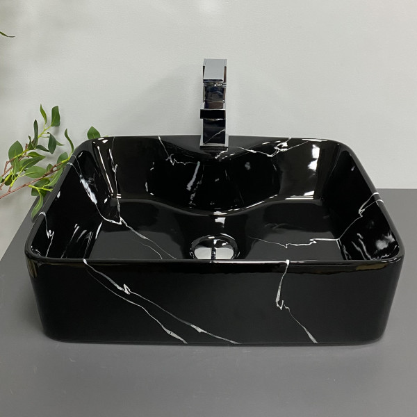 Умывальник (раковина) VBI FORLI BLACK MARMO GLOSSY накладной