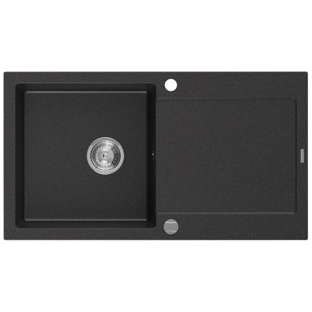 Гранітна кухонна мийка MEXEN LEO BLACK SILVER + сифон CHROME