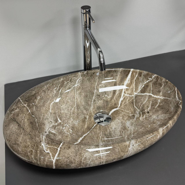 Умывальник (раковина) VBI VICENZA M BROWN STONE GLOSSY накладной