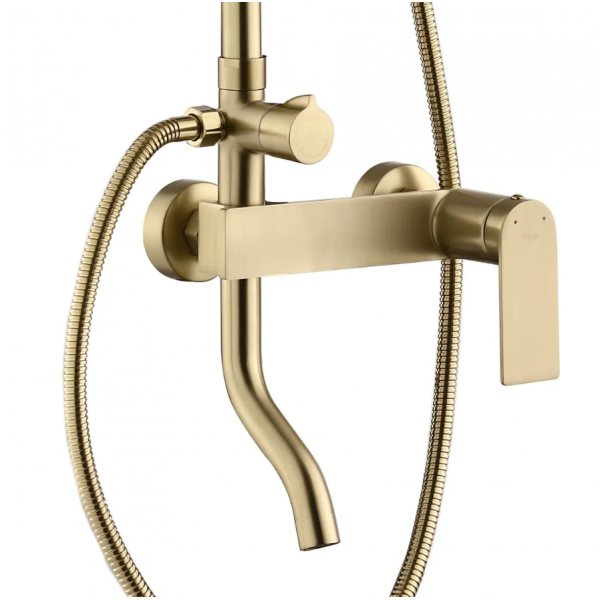 Душевой гарнитур REA STORM 2.0 BRUSHED GOLD с изливом