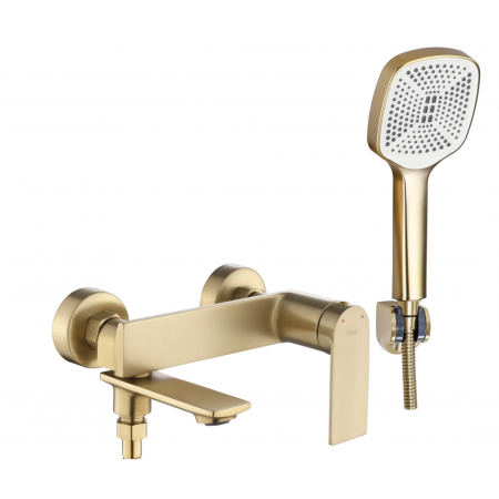 Смеситель для ванны и душа REA STORM BRUSHED GOLD настенный с изливом