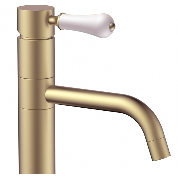 Смеситель для раковины (умывальника) REA SERRA BRUSHED GOLD низкий