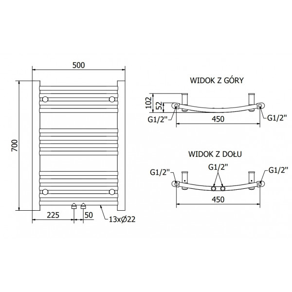Сушка для рушників MEXEN ARES 70х50 WHITE 300W електрична