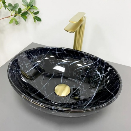 Умывальник (раковина) VBI PARMA BLACK STONE GLOSSY накладной