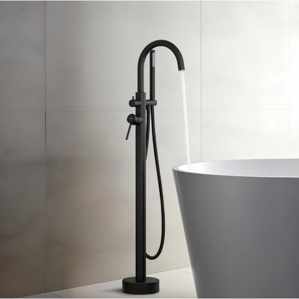 Смеситель для ванны REA LUNGO BLACK напольный