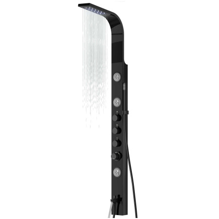 Душова панель CORSAN SNAKE BLACK LED з виливом та термостатом
