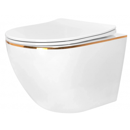 Подвесной унитаз REA CARLO MINI TORNADO WHITE GOLD EDGE