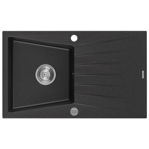 Гранітна кухонна мийка MEXEN CESAR BLACK SILVER + сифон CHROME