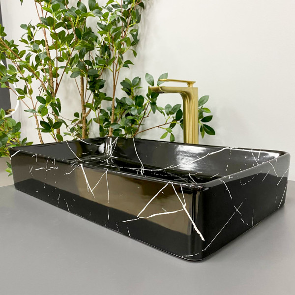 Умывальник (раковина) VBI TRIEST BLACK MARMO GLOSSY накладной