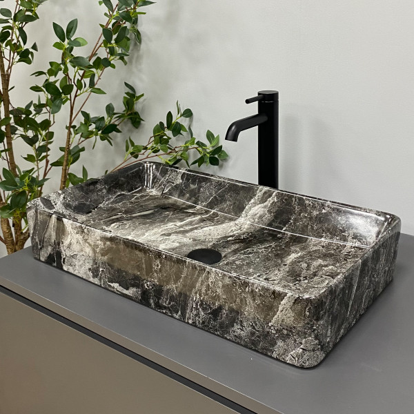 Умывальник (раковина) VBI TRIEST ANTHRACITE MARBLE накладной