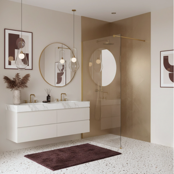 Душевая стенка REA FLEXI 80 TRANSPARENT BRUSHED GOLD