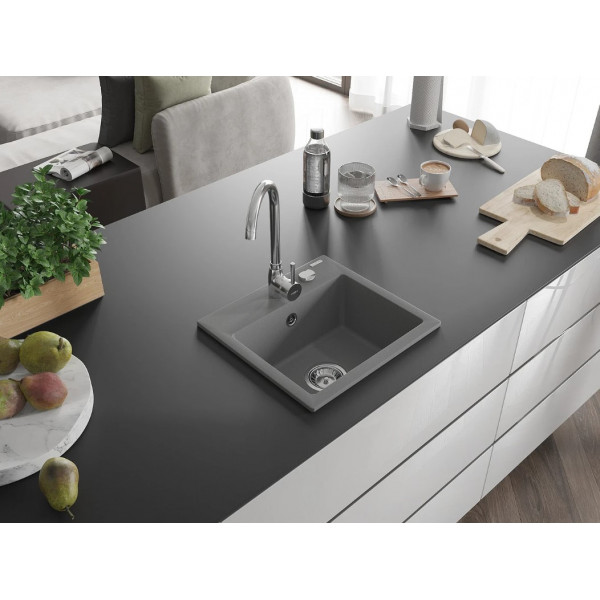 Гранітна кухонна мийка MEXEN MILO GREY + сифон CHROME