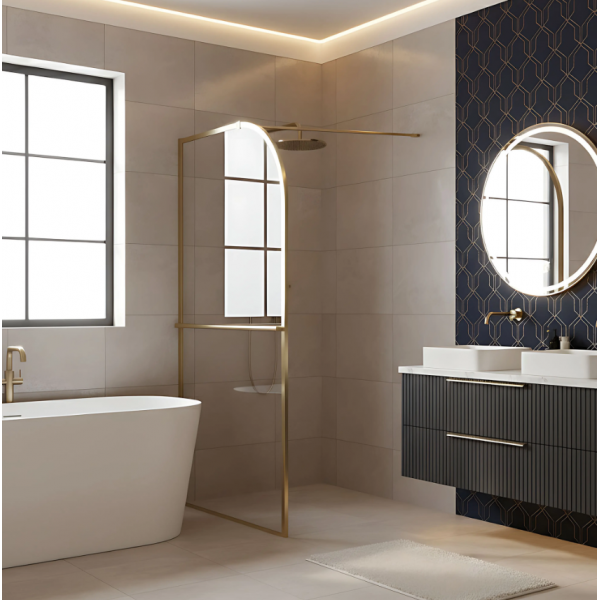 Душевая стенка REA SKY 100 BRUSHED GOLD