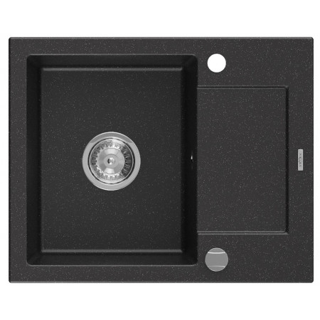 Гранітна кухонна мийка MEXEN ENZO BLACK SILVER + сифон CHROME