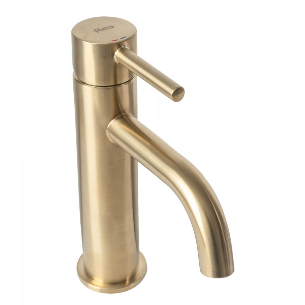 Змішувач для раковини (умивальника) REA LUNGO BRUSHED GOLD низький