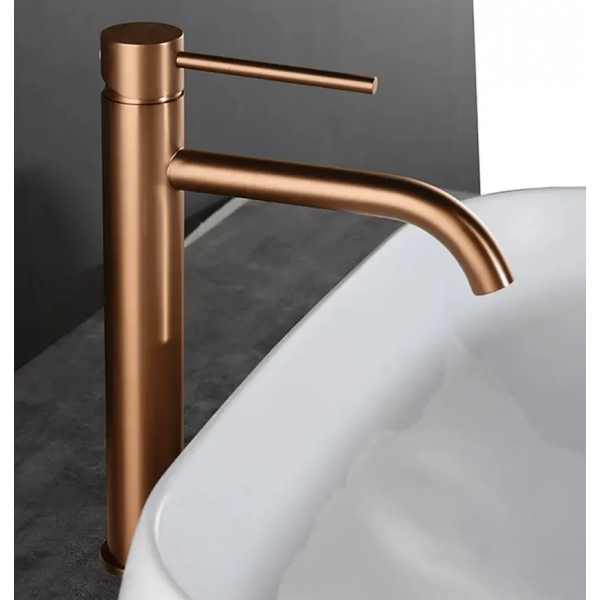 Смеситель для раковины (умывальника) REA LUNGO BRUSHED COPPER высокий