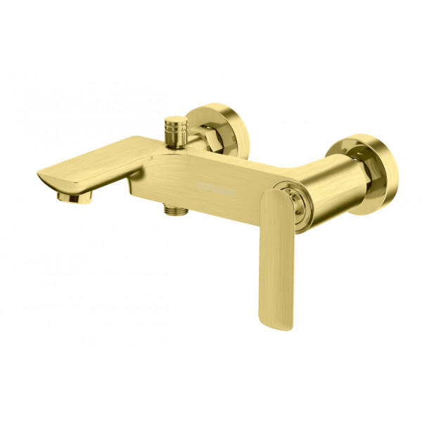 Змішувач для ванни та душу KOHLMAN EXPERIENCE BRUSHED GOLD настінний з виливом