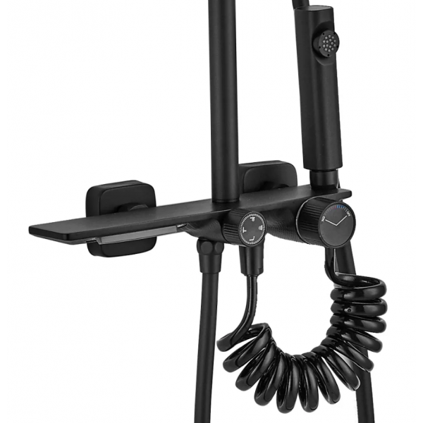 Душевой гарнитур REA HELIX BLACK черный с изливом
