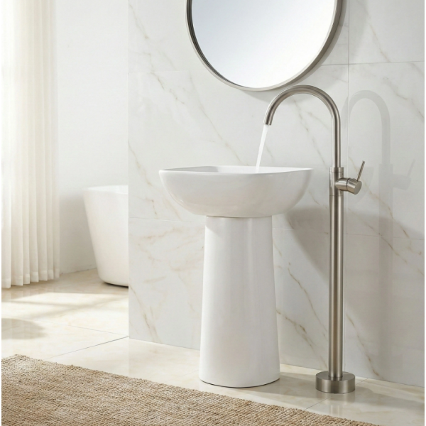 Смеситель для раковины REA LUNGO NICKEL BRUSHED напольный
