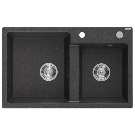Гранітна кухонна мийка MEXEN TOMAS BLACK GRANITE + сифон CHROME