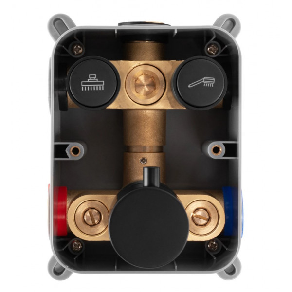 Душевая система REA LUNGO BLACK c термостатом + BOX скрытого монтажа