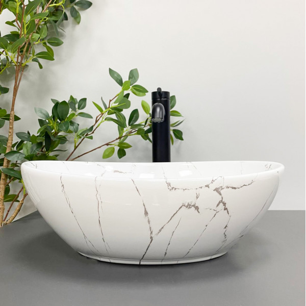 Умывальник (раковина) VBI PARMA WHITE STONE GLOSSY накладной