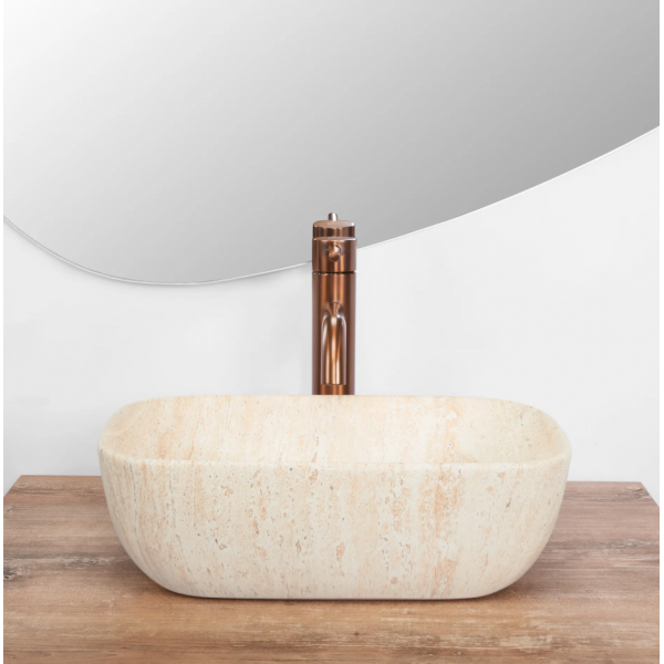 Умывальник (раковина) REA BELINDA MINI TRAVERTINE MATT накладной