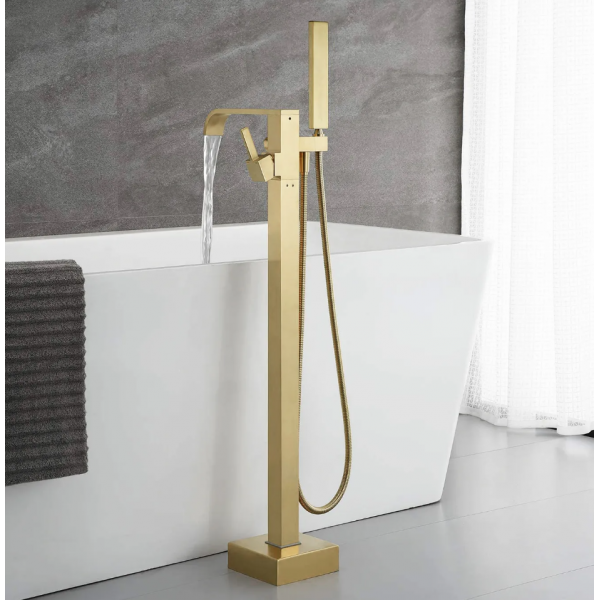 Смеситель для ванны REA CARAT BRUSHED GOLD золотой матовый напольный