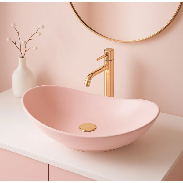 Умывальник (раковина) REA ROYAL 60 POWDER PINK MATТ накладной
