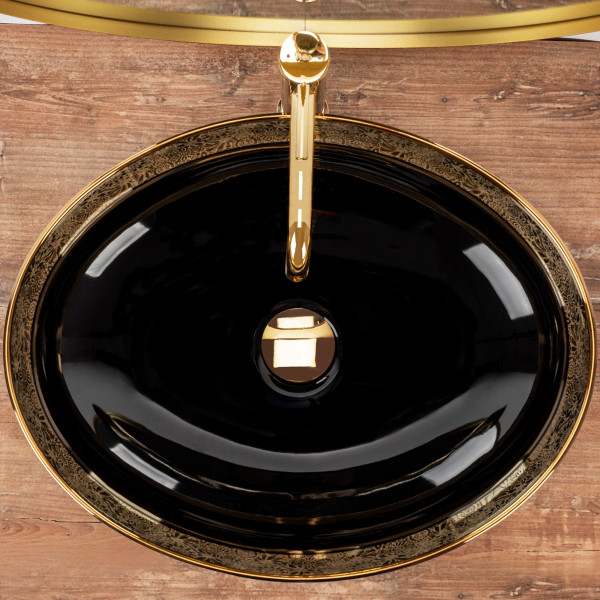 Умивальник (раковина) REA MARGOT GOLD BLACK накладний