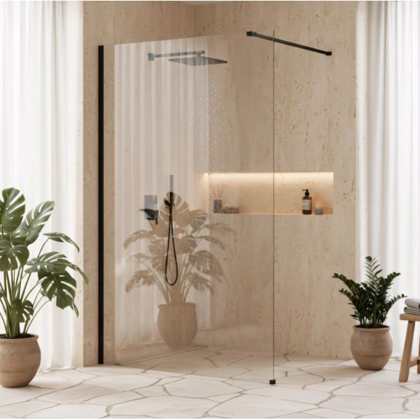 Душевая стенка REA FLEXI 100 TRANSPARENT BLACK