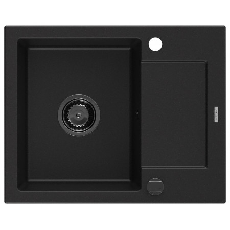 Гранітна кухонна мийка MEXEN ENZO BLACK + сифон BLACK