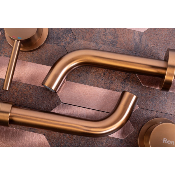 Смеситель для раковины (умывальника) REA LUNGO LONG BRUSHED COPPER + BOX скрытого монтажа