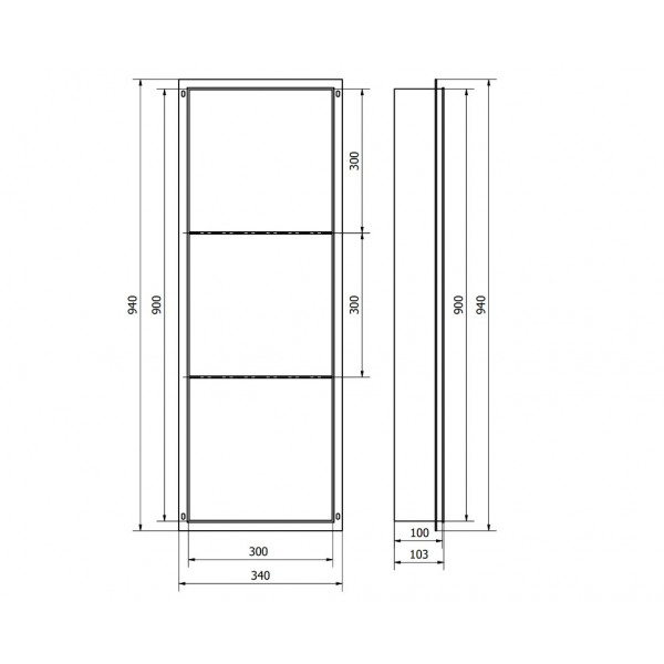 Вбудована полиця MEXEN X-Wall-NR 90 BLACK без обідка