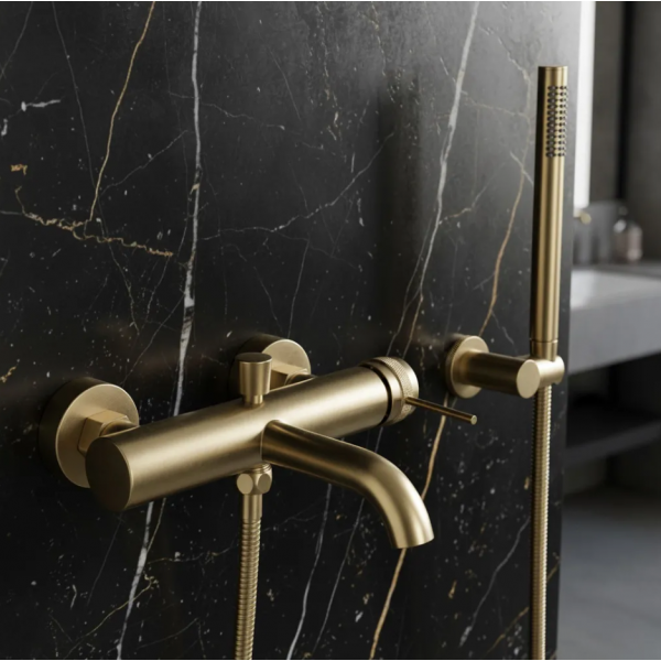 Смеситель для ванны REA LUNGO GRIP BRUSHED GOLD с изливом