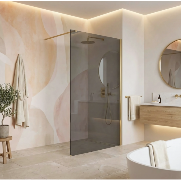 Душевая стенка REA FLEXI 100 GREY BRUSHED GOLD