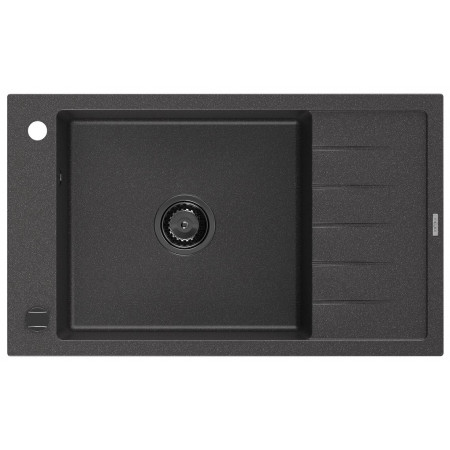 Гранітна кухонна мийка MEXEN ELIAS BLACK GRANITE + сифон BLACK