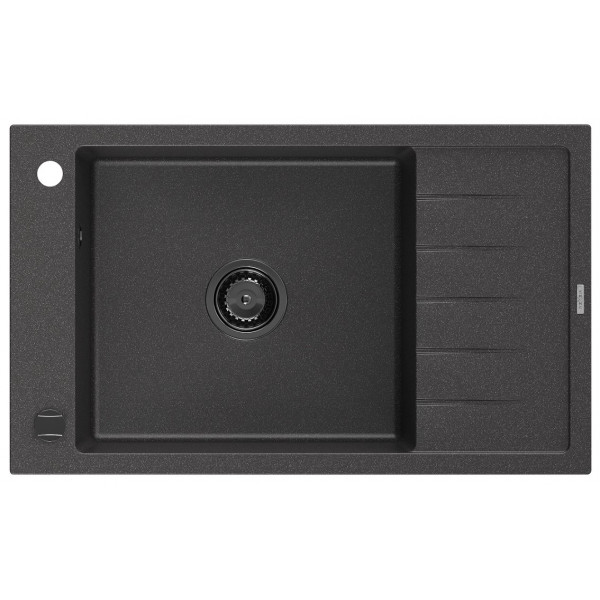 Гранітна кухонна мийка MEXEN ELIAS BLACK GRANITE + сифон BLACK
