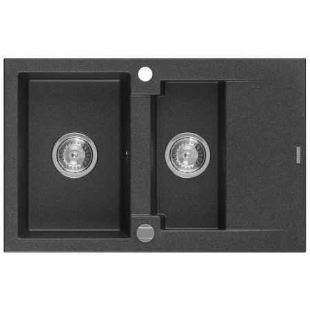 Гранітна кухонна мийка MEXEN GASPAR BLACK GRANITE + сифон CHROME