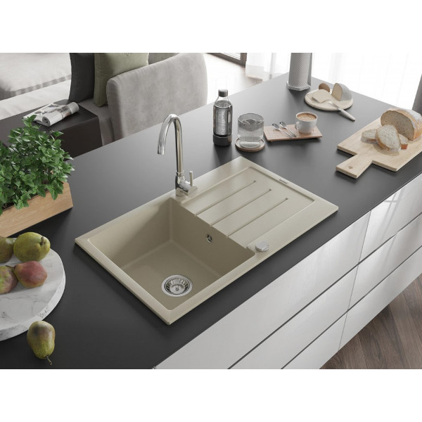 Гранітна кухонна мийка MEXEN BRUNO BEIGE + сифон CHROME