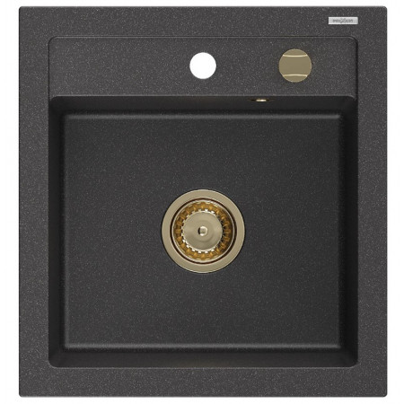 Гранітна кухонна мийка MEXEN VITO BLACK GRANITE + сифон GOLD