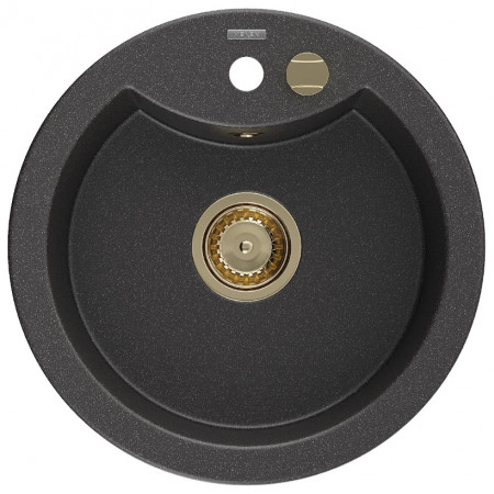 Гранітна кухонна мийка MEXEN DIEGO BLACK GRANITE + сифон GOLD
