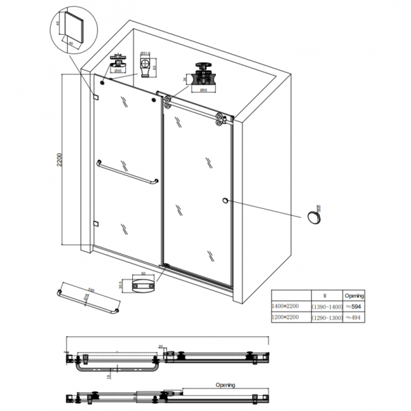 Двері в нішу Koer SR SD06-120x220-TR-01 прозоре скло Easy Clean 8мм, хром (KR5367)