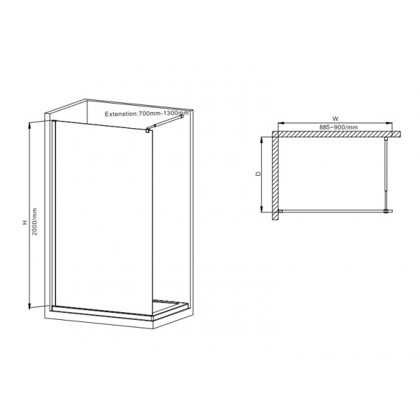 Душова перегородка Mixxus Premium FLAT SP01-90x200-TR Chrome Walk-In прозоре скло 8мм (MI6850)