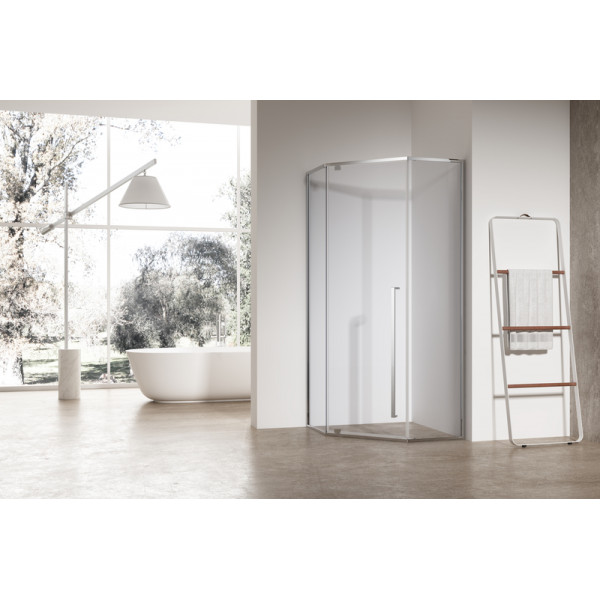 Душова кабіна без піддону Koer SR SC06-100x100x200-TR-01 прозоре скло Easy Clean 8мм, хром (KR5365)