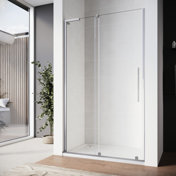 Двері у нішу Walk-In розсувні Koer SR SD07-120x200-L-TR-01 прозоре скло Easy Clean 8мм Хром (KR5686)